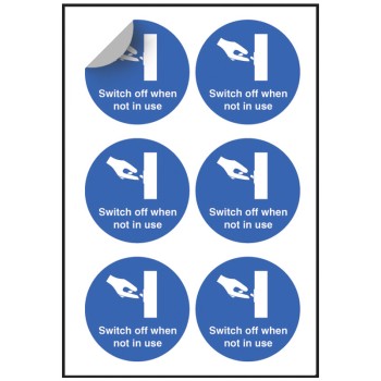 Switch Off When Not in Use - Labels (Sheet of 6)