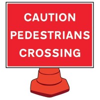 Caution - Pedestrians Crossing - Reflective Cone Sign