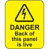 Danger - Back of this Panel Is Live Labels